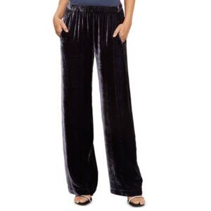 Velvet by Graham & Spencer Frida Midnight Blue Velvet Wide Leg Pants Silk S NWT